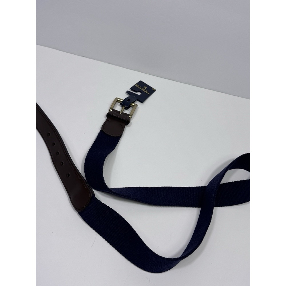 Brooks Brothers Belt Mens 38 Blue Leather Canvas Preppy Woven Made in Italy NWT